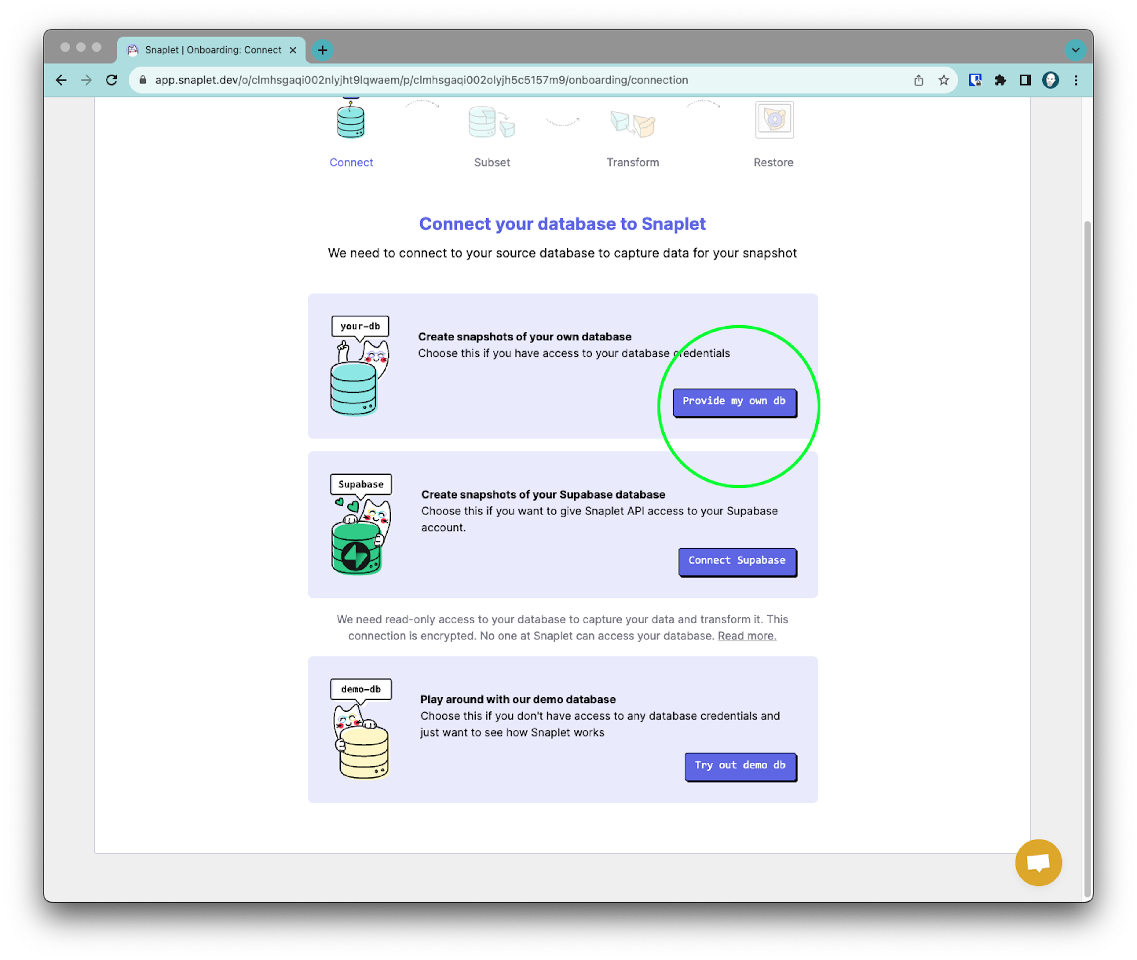 select a source database